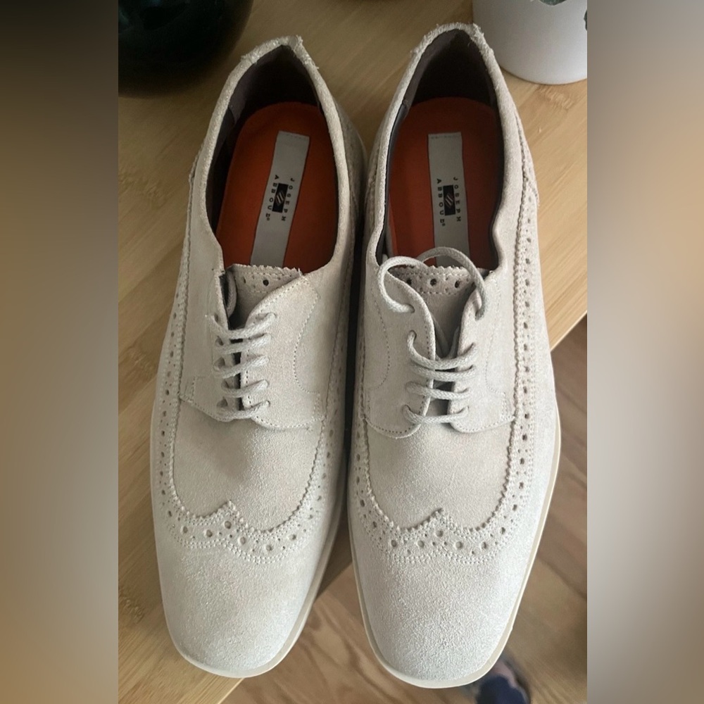 Joseph Abboud Enea Taupe Suede Wingtip Oxfords Mens Shoes Size 7 NIB - Picture 4 of 7